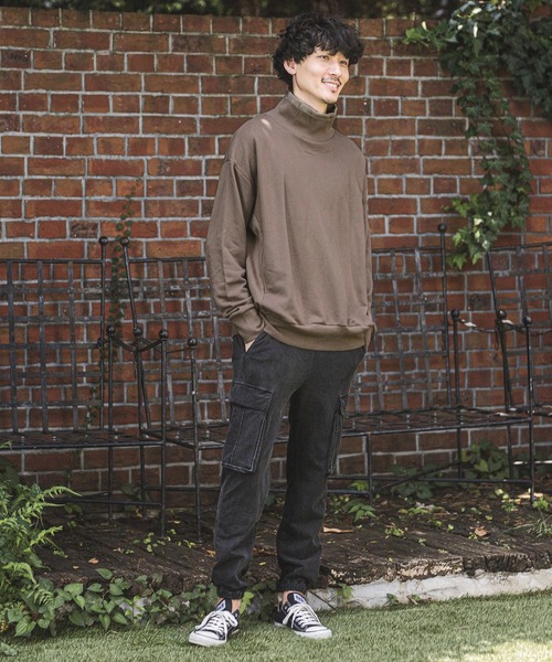 CAMBIO(カンビオ)の「msw805-Turtle Neck Loose Sweat Pullover プルオーバー(スウェット・メンズ・ブラック/ブラウン系その他/チャコール/キナリ・S/M/L)」の12枚目の写真