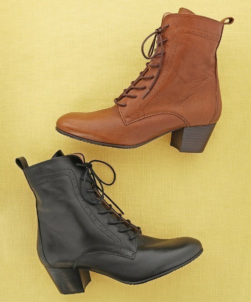 あしながおじさん（アシナガオジサン）の「〈あしながおじさん〉レースアップショートブーツ（ブーツ・レディース・ブラック/ダークブラウン/ブラウン・22.5cm/23.5cm/24.5cm/23.0cm/24.0cm）」の5枚目の写真