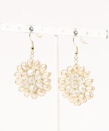 チャイハネ | 【チャイハネ】パール＆ガラスビーズ フラワーピアス(ピアス（両耳用）)