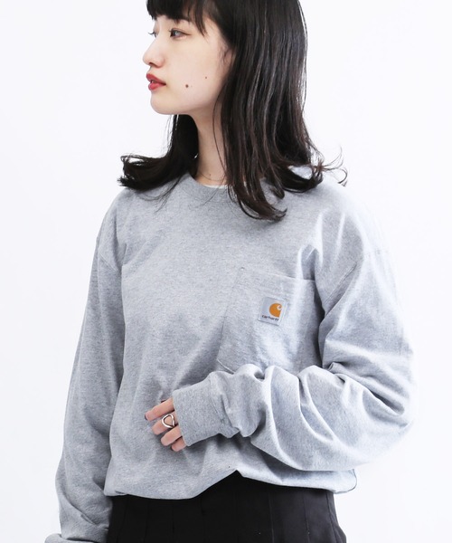Carhartt（カーハート）の「Carhartt / カーハート Workwear Long-Sleeve Pocket T-Shirt 長袖Tシャツ ロンT（Tシャツ/カットソー・メンズ・グレー/グリーン/ネイビー/ダークブラウン/チャコールグレー/ブラック/モスグリーン/コバルトブルー/グリーン系その他/バーガンディー/ブルー/ホワイト・SMALL/MEDIUM/LARGE/X-LARGE/XX-LARGE）」の5枚目の写真