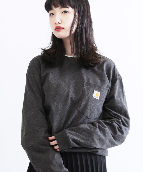 Carhartt（カーハート）の「Carhartt / カーハート Workwear Long-Sleeve Pocket T-Shirt 長袖Tシャツ ロンT（Tシャツ/カットソー・メンズ・グレー/グリーン/ネイビー/ダークブラウン/チャコールグレー/ブラック/モスグリーン/コバルトブルー/グリーン系その他/バーガンディー/ブルー/ホワイト・SMALL/MEDIUM/LARGE/X-LARGE/XX-LARGE）」の4枚目の写真