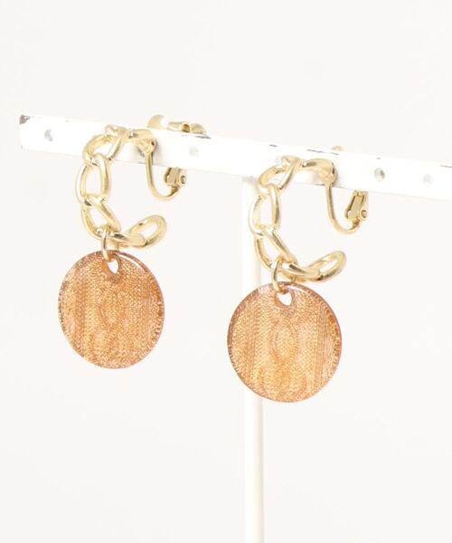 Monocoro toppi（モノコロトッピ）の「ニットデザイン ゴールド イヤリング（イヤリング・レディース・ブラウン/グレー・E）」の2枚目の写真