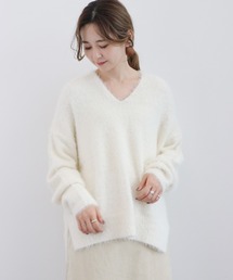 Vネックフワフワニットプルオーバー　＊