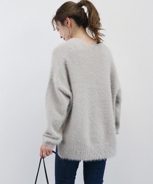 AMERICAN HOLIC（アメリカンホリック）の「Vネックフワフワニットプルオーバー　＊（ニット/セーター・レディース・ライトグレー/オフホワイト/モカ/ミント/チャコールグレー・MEDIUM/LARGE）」の7枚目の写真