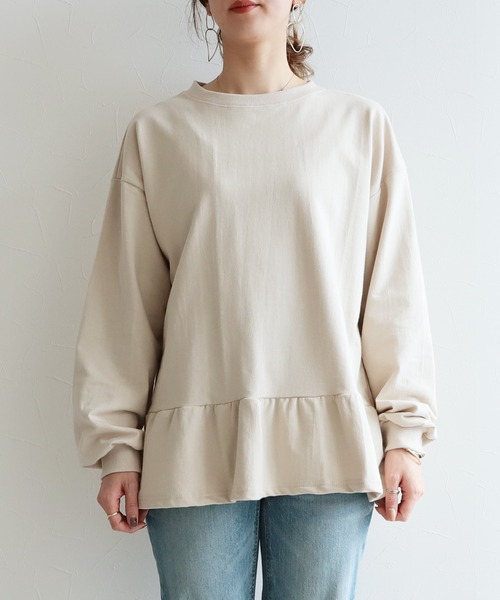 reca(レカ)の「裾フリルプルオーバー(Tシャツ/カットソー・レディース・ライトベージュ/グレイッシュベージュ/ブラック/ピンク・FREE)」の12枚目の写真
