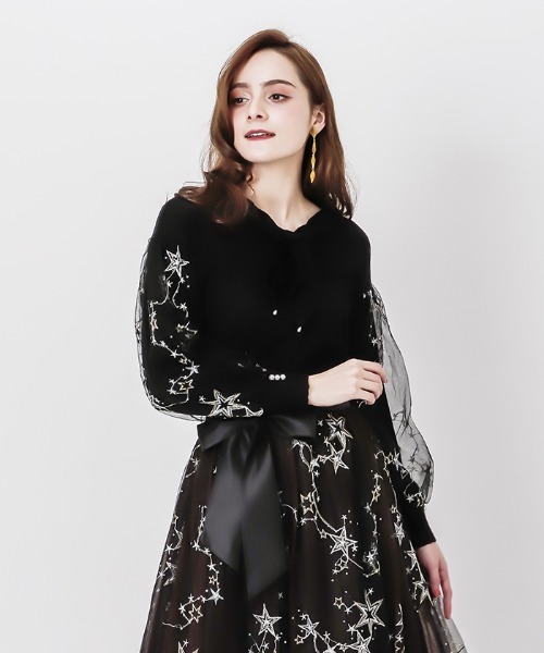 お星さまチュール袖ニット ニット セーター Axes Femme アクシーズファム のファッション通販 Zozotown