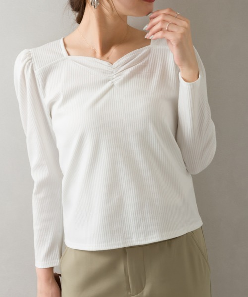 SpRay(スプレイ)の「テレコレ-スアップカットソー(Tシャツ/カットソー・レディース・ブラック/ベージュ/オフホワイト/イエロー/ブルー・FREE)」の12枚目の写真