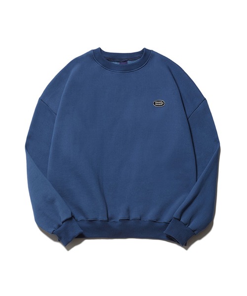 muahmuah(ムーアムーア)の「A'GEM/9 × .kom『muah muah/ムーアムーア』OVERFIT WAPPEN MTM/韓国ブランド オーバーフィット ワッペン MTM スウェットシャツ トレーナー(スウェット・レディース・ブラック/グレー/インディゴブルー/ベージュ/カーキ/アイボリー・FREE)」の11枚目の写真