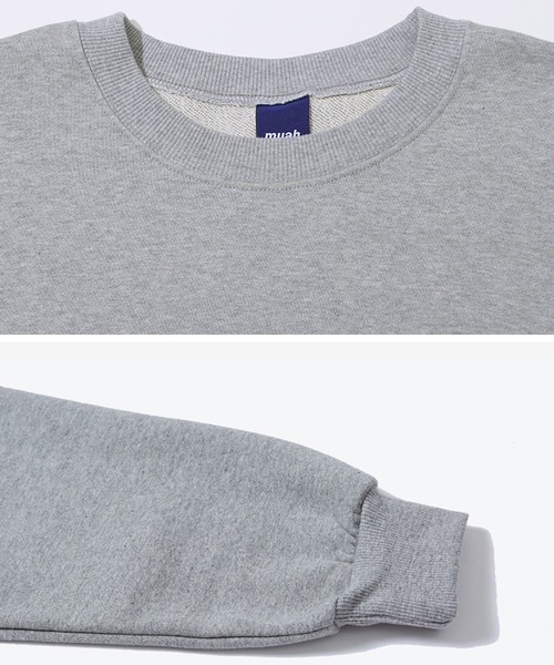muahmuah(ムーアムーア)の「A'GEM/9 × .kom『muah muah/ムーアムーア』OVERFIT WAPPEN MTM/韓国ブランド オーバーフィット ワッペン MTM スウェットシャツ トレーナー(スウェット・レディース・ブラック/グレー/インディゴブルー/ベージュ/カーキ/アイボリー・FREE)」の17枚目の写真