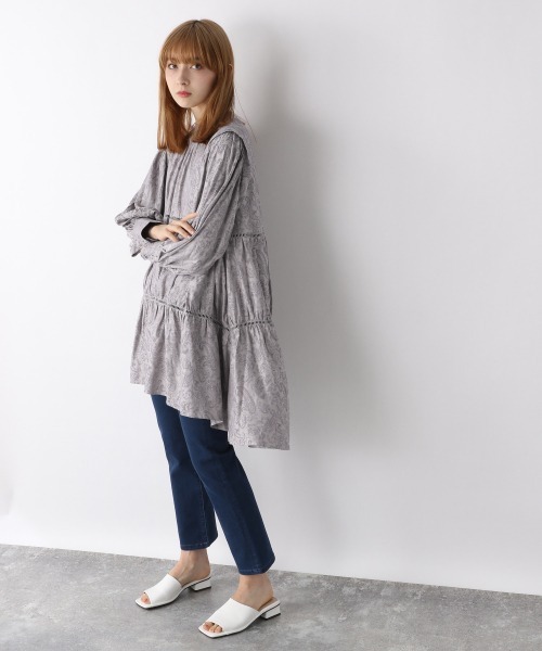 JEANASIS（ジーナシス）の「ティアードジャガードチュニック（ワンピース・レディース・ブラック系その他/グレー系その他/ブルー系その他・FREE）」の8枚目の写真