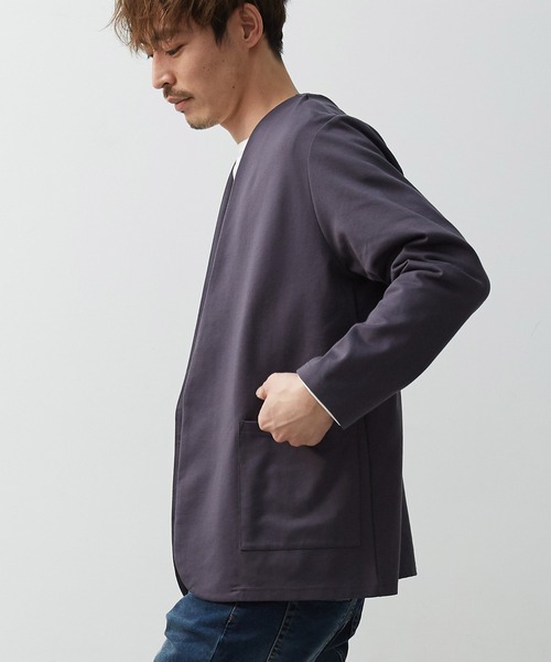 OMNES Another Edition(オムネス アナザーエディション)の「メンズ ストレッチポンチ ノーカラージャケット(ノーカラージャケット・メンズ・ブラック/グレイッシュベージュ/チャコール・MEDIUM/LARGE)」の15枚目の写真