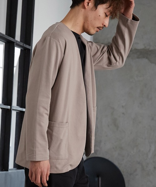 OMNES Another Edition(オムネス アナザーエディション)の「メンズ ストレッチポンチ ノーカラージャケット(ノーカラージャケット・メンズ・ブラック/グレイッシュベージュ/チャコール・MEDIUM/LARGE)」の18枚目の写真