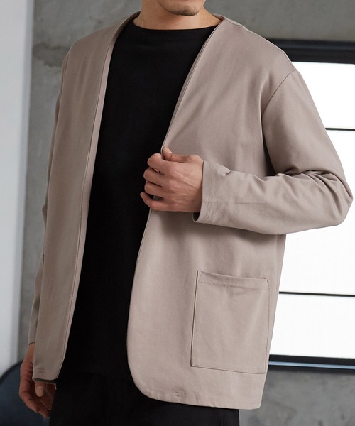 OMNES Another Edition(オムネス アナザーエディション)の「メンズ ストレッチポンチ ノーカラージャケット(ノーカラージャケット・メンズ・ブラック/グレイッシュベージュ/チャコール・MEDIUM/LARGE)」の6枚目の写真