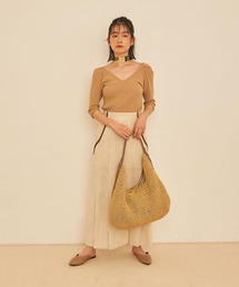 COOCO | フリンジ付ペーパーワンショルダーバッグ(かごバッグ)