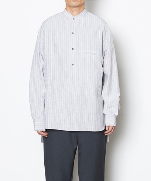 ATELIER BETON（アトリエベトン）の「STRIPE BAND COLLAR SHIRT（シャツ/ブラウス・メンズ・ベージュ/グレー・2/4/3）」の18枚目の写真