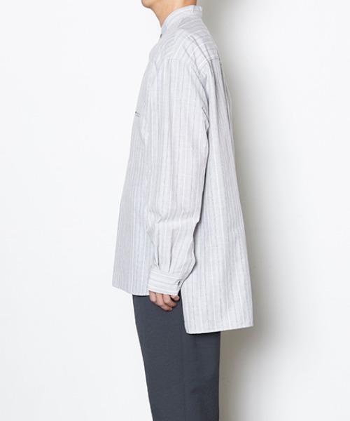 ATELIER BETON（アトリエベトン）の「STRIPE BAND COLLAR SHIRT（シャツ/ブラウス・メンズ・ベージュ/グレー・2/4/3）」の17枚目の写真