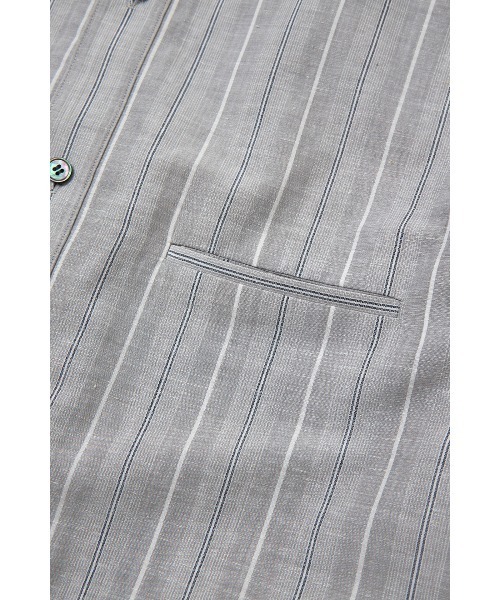 ATELIER BETON（アトリエベトン）の「STRIPE BAND COLLAR SHIRT（シャツ/ブラウス・メンズ・ベージュ/グレー・2/4/3）」の13枚目の写真