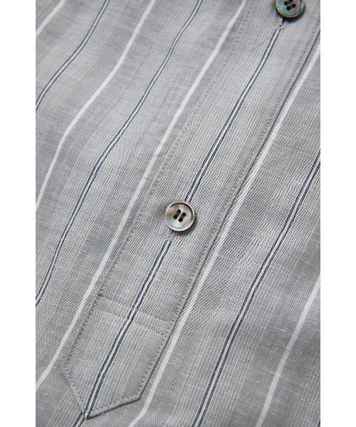 ATELIER BETON（アトリエベトン）の「STRIPE BAND COLLAR SHIRT（シャツ/ブラウス・メンズ・ベージュ/グレー・2/4/3）」の12枚目の写真