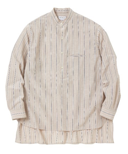 ATELIER BETON（アトリエベトン）の「STRIPE BAND COLLAR SHIRT（シャツ/ブラウス・メンズ・ベージュ/グレー・2/4/3）」の8枚目の写真