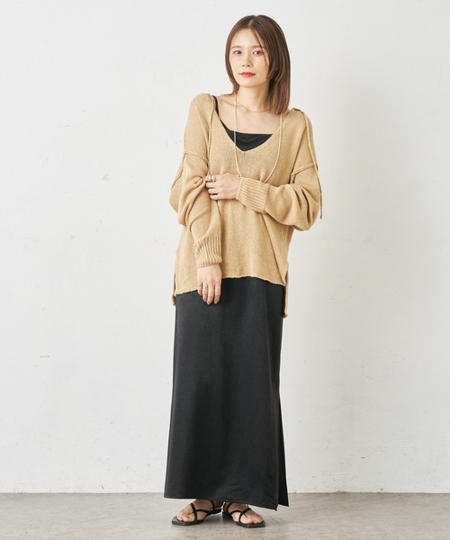 ワンピースサテンスリットキャミワンピース ワンピース Omekashi オメカシ のファッション