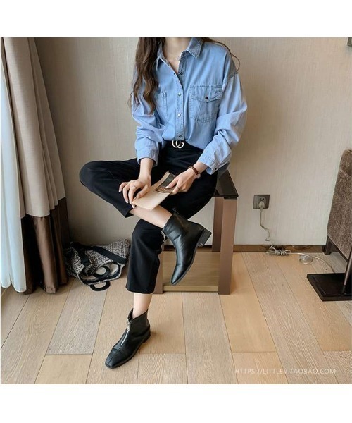 おしゃれスタ(オシャレスタ)の「大人カジュアル 胸フラップポケットゆるシルエットダンガリーシャツ(シャツ/ブラウス・レディース・ライトブルー/ブルー・M/L/S/XL)」の15枚目の写真