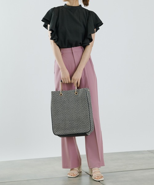 COLONY 2139（コロニートゥーワンスリーナイン）の「雑材トートバッグ/マチ付きA4収納可能トート（トートバッグ・レディース・ブラック/ベージュ・FREE）」の5枚目の写真