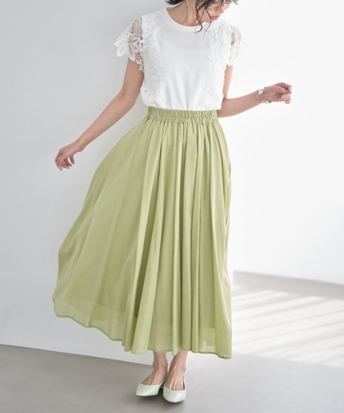 &. NOSTALGIA（アンドドットノスタルジア）の「袖レースカットソー（Tシャツ/カットソー・レディース・ブラック/オフホワイト/ミント/グレイッシュベージュ/ラベンダー/チャコールグレー/モカ/ブルー・FREE）」の12枚目の写真