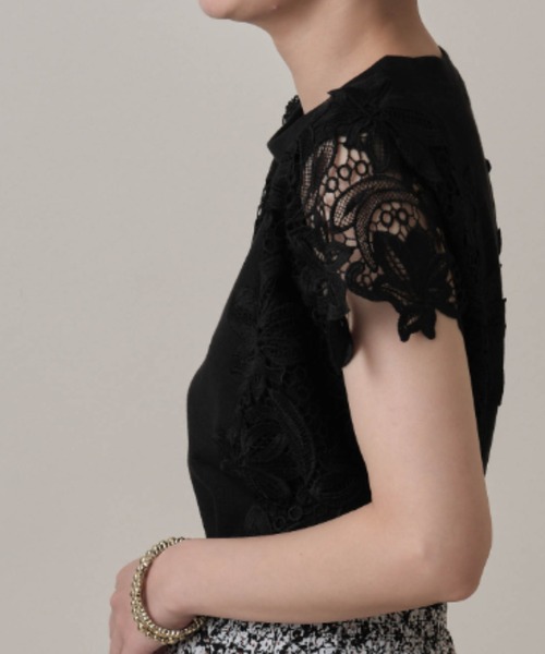 &. NOSTALGIA（アンドドットノスタルジア）の「袖レースカットソー（Tシャツ/カットソー・レディース・ブラック/オフホワイト/ミント/グレイッシュベージュ/ラベンダー/チャコールグレー/モカ/ブルー・FREE）」の18枚目の写真