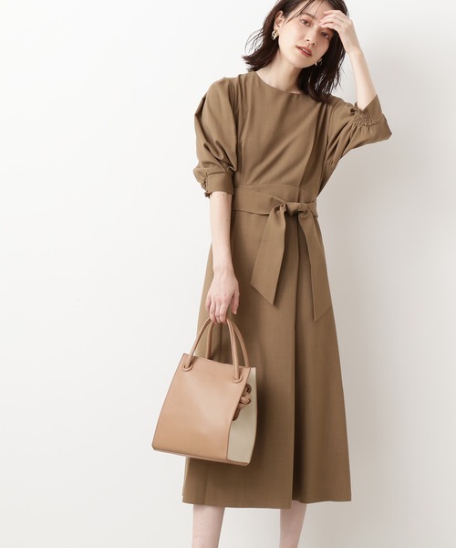 N.(N. Natural Beauty Basic)(エヌエヌナチュラルビューティーベーシック)の「【追加生産】サッシュベルト付ワンピース(ワンピース・レディース・ベージュ/ネイビー/カーキ・MEDIUM)」の9枚目の写真