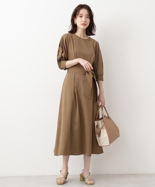 N.(N. Natural Beauty Basic)(エヌエヌナチュラルビューティーベーシック)の「【追加生産】サッシュベルト付ワンピース(ワンピース・レディース・ベージュ/ネイビー/カーキ・MEDIUM)」の13枚目の写真