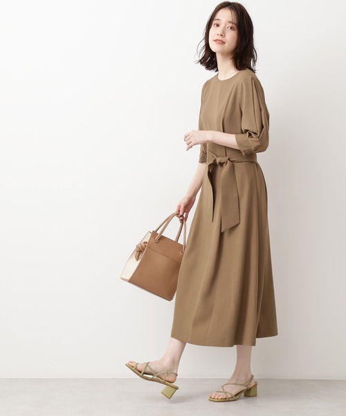 N.(N. Natural Beauty Basic)(エヌエヌナチュラルビューティーベーシック)の「【追加生産】サッシュベルト付ワンピース(ワンピース・レディース・ベージュ/ネイビー/カーキ・MEDIUM)」の11枚目の写真