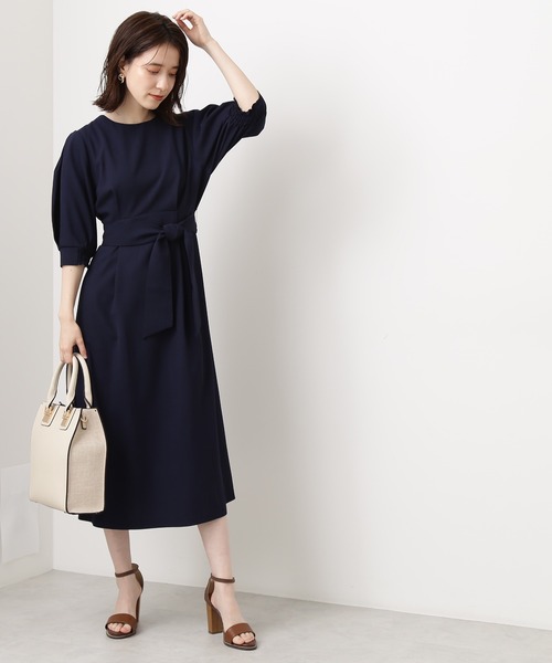 N.(N. Natural Beauty Basic)(エヌエヌナチュラルビューティーベーシック)の「【追加生産】サッシュベルト付ワンピース(ワンピース・レディース・ベージュ/ネイビー/カーキ・MEDIUM)」の15枚目の写真