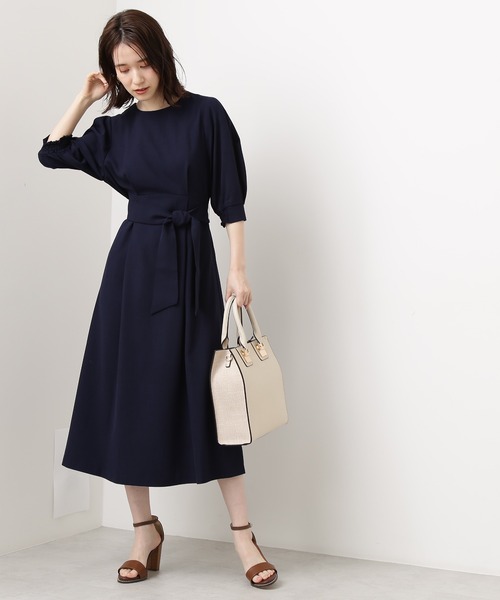 N.(N. Natural Beauty Basic)(エヌエヌナチュラルビューティーベーシック)の「【追加生産】サッシュベルト付ワンピース(ワンピース・レディース・ベージュ/ネイビー/カーキ・MEDIUM)」の7枚目の写真