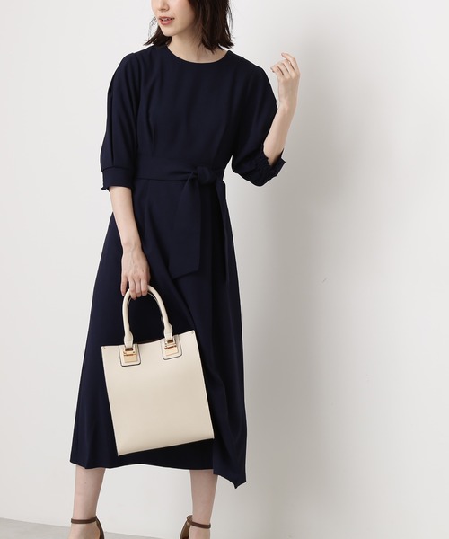 N.(N. Natural Beauty Basic)(エヌエヌナチュラルビューティーベーシック)の「【追加生産】サッシュベルト付ワンピース(ワンピース・レディース・ベージュ/ネイビー/カーキ・MEDIUM)」の8枚目の写真