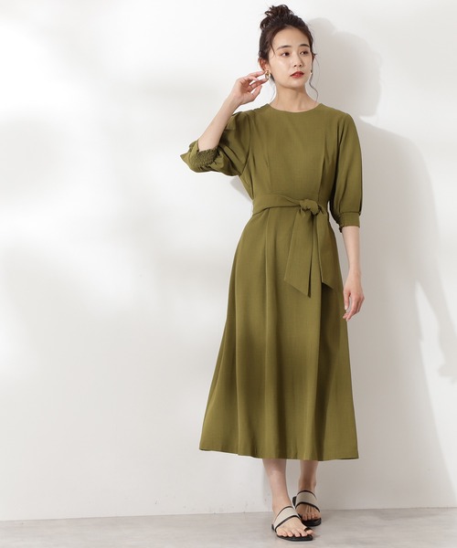 N.(N. Natural Beauty Basic)(エヌエヌナチュラルビューティーベーシック)の「【追加生産】サッシュベルト付ワンピース(ワンピース・レディース・ベージュ/ネイビー/カーキ・MEDIUM)」の17枚目の写真