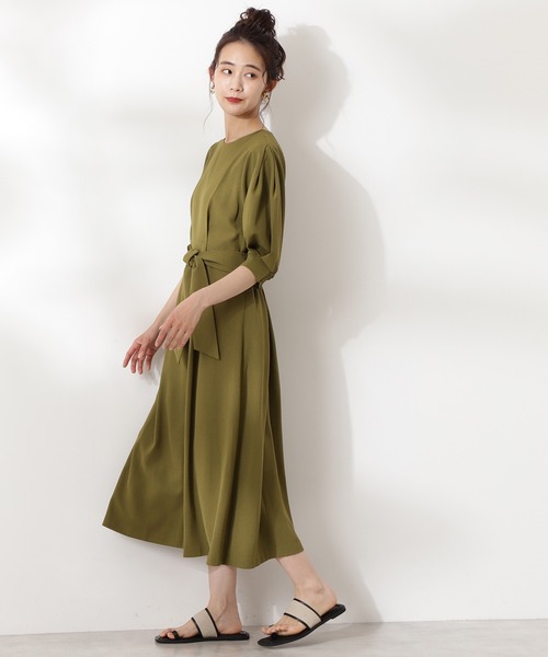 N.(N. Natural Beauty Basic)(エヌエヌナチュラルビューティーベーシック)の「【追加生産】サッシュベルト付ワンピース(ワンピース・レディース・ベージュ/ネイビー/カーキ・MEDIUM)」の18枚目の写真