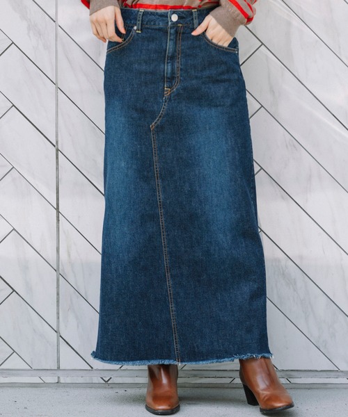 Munich(ミューニック)の「7.5oz ジンバブエコットンデニム タイト&フレアマキシスカート(デニムスカート・レディース・ブラック/インディゴブルー/キャメル・S/M/XS)」の18枚目の写真