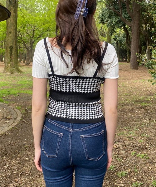 WEGO（ウィゴー）の「WEGO/ダブルボタン千鳥ビスチェ（タンクトップ・レディース・ブラック・FREE）」の3枚目の写真