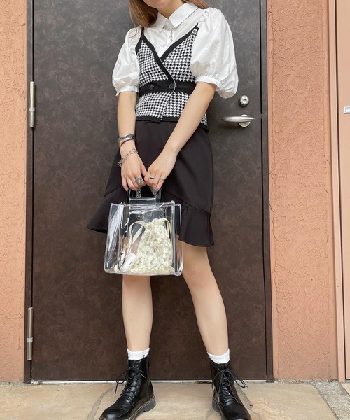 WEGO（ウィゴー）の「WEGO/ダブルボタン千鳥ビスチェ（タンクトップ・レディース・ブラック・FREE）」の11枚目の写真