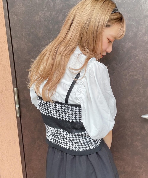 WEGO（ウィゴー）の「WEGO/ダブルボタン千鳥ビスチェ（タンクトップ・レディース・ブラック・FREE）」の9枚目の写真