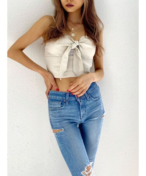 GYDA（ジェイダ）の「【セットアップ着用可】フロントリボン2WAYビスチェ（シャツ/ブラウス・レディース・カーキ/その他1/アイボリー・FREE）」の8枚目の写真