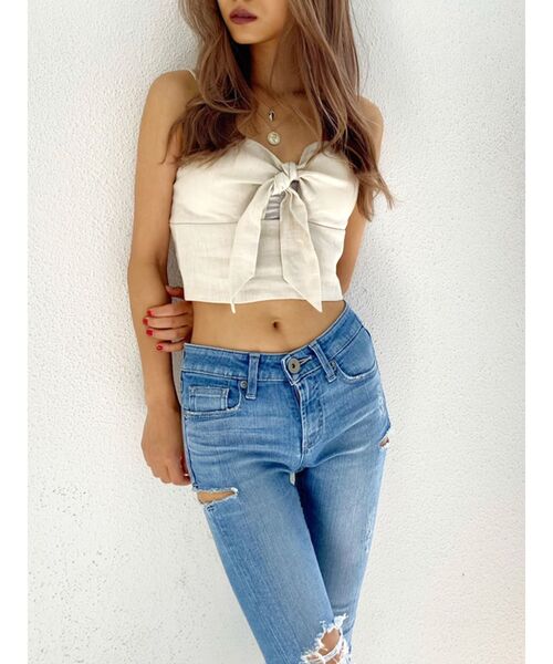 GYDA（ジェイダ）の「【セットアップ着用可】フロントリボン2WAYビスチェ（シャツ/ブラウス・レディース・カーキ/その他1/アイボリー・FREE）」の6枚目の写真