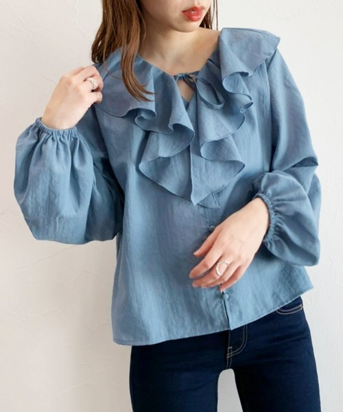 Heather（ヘザー）の「3WAYラッフルカラーブラウス　955904（シャツ/ブラウス・レディース・ホワイト/ブラック/ブルー・FREE）」の21枚目の写真