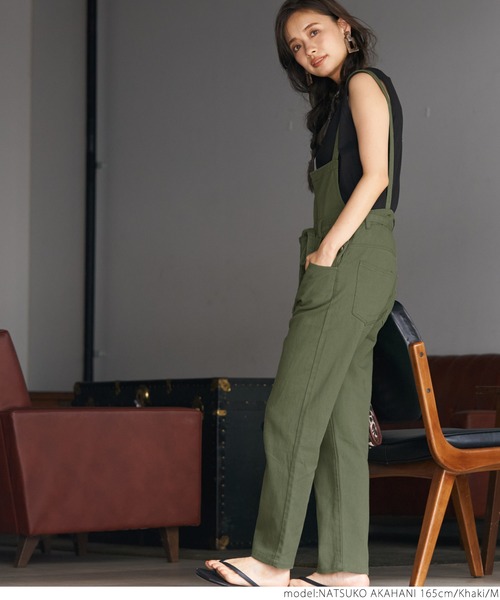 coca（coca）（コカ）の「ゆるっとサイズ感カツラギサロペット（サロペット/オーバーオール・レディース・カーキ/アイボリー・M/L）」の9枚目の写真