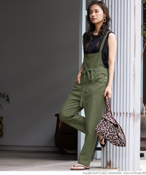 coca（coca）（コカ）の「ゆるっとサイズ感カツラギサロペット（サロペット/オーバーオール・レディース・カーキ/アイボリー・M/L）」の11枚目の写真