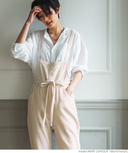 coca（coca）（コカ）の「ゆるっとサイズ感カツラギサロペット（サロペット/オーバーオール・レディース・カーキ/アイボリー・M/L）」の15枚目の写真