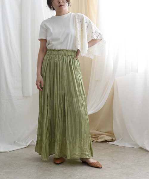 LHELBIE(レルビエ)の「【Made in Japan】 レースアシメカットトップス(Tシャツ/カットソー・レディース・ブラック/オフホワイト/イエロー・M)」の12枚目の写真