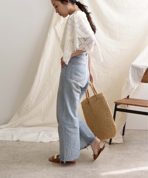 LHELBIE(レルビエ)の「【Made in Japan】 レースアシメカットトップス(Tシャツ/カットソー・レディース・ブラック/オフホワイト/イエロー・M)」の9枚目の写真