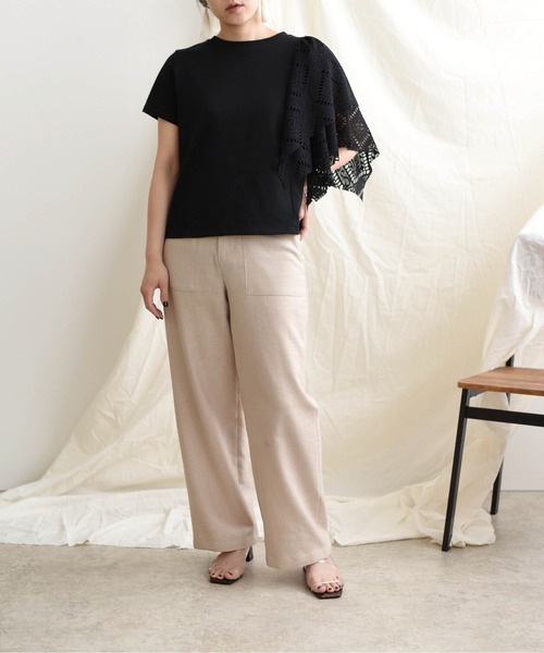 LHELBIE(レルビエ)の「【Made in Japan】 レースアシメカットトップス(Tシャツ/カットソー・レディース・ブラック/オフホワイト/イエロー・M)」の21枚目の写真