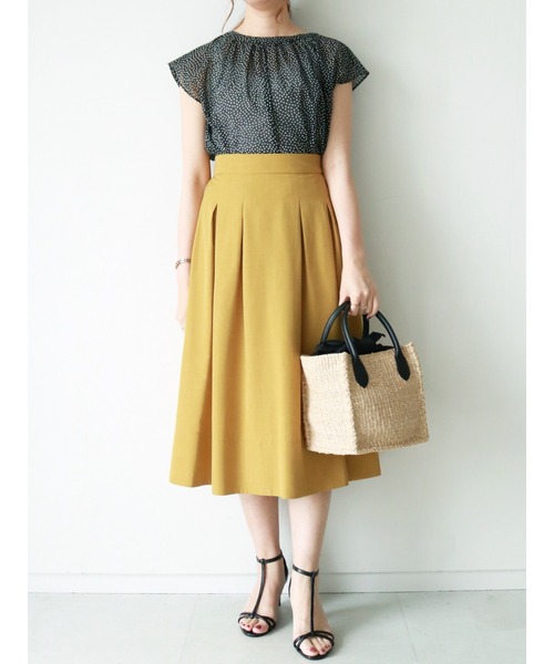 Te chichi（テチチ）の「麻調タックフレアスカート（スカート・レディース・イエロー/カーキ/ネイビー・SMALL/MEDIUM）」の20枚目の写真